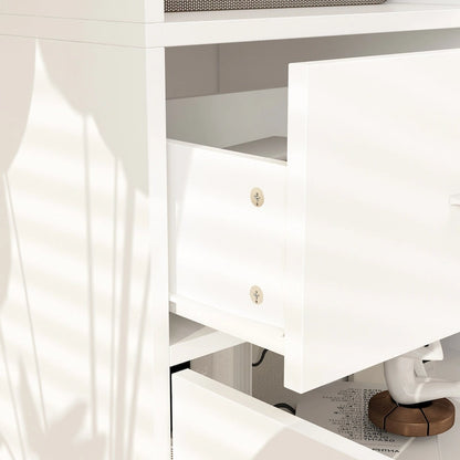 Libreria con 4 ante, 4 cassetti e ripiani, Nera - H 200 cm