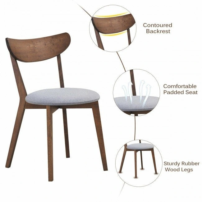 Set di 2 sedie da pranzo imbottite con schienale curvo - 18 x 23 x 32 (L x P x H)