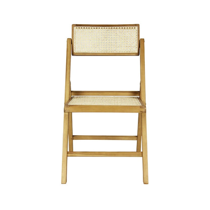 Sedia pieghevole Olivier Mid-Century Vintage in legno e rattan con schienale regolabile, (set da 2) di JONATHAN Y