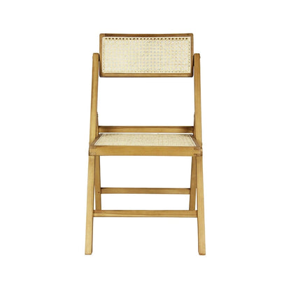 Sedia pieghevole Olivier Mid-Century Vintage in legno e rattan con schienale regolabile, (set da 2) di JONATHAN Y