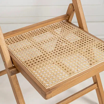 Sedia pieghevole Olivier Mid-Century Vintage in legno e rattan con schienale regolabile, (set da 2) di JONATHAN Y