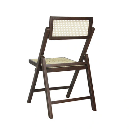 Sedia pieghevole Olivier Mid-Century Vintage in legno e rattan con schienale regolabile, (set da 2) di JONATHAN Y