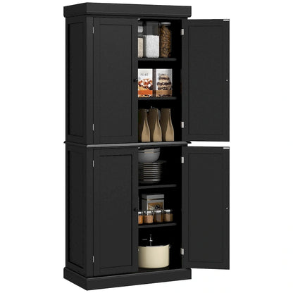 Dispensa da cucina da 72,5", mobile indipendente con 4 ante e ripiani regolabili per sala da pranzo, MDF