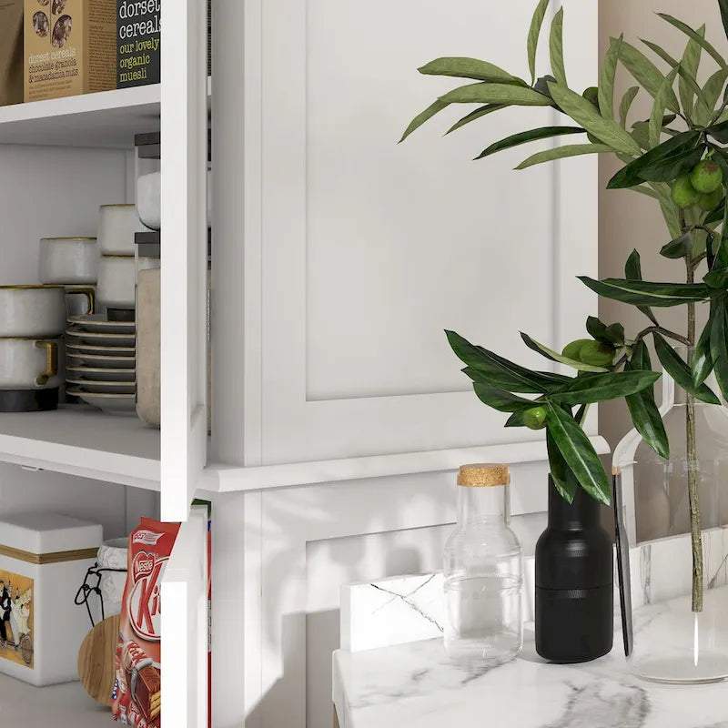 Dispensa da cucina da 72,5", mobile indipendente con 4 ante e ripiani regolabili per sala da pranzo, MDF