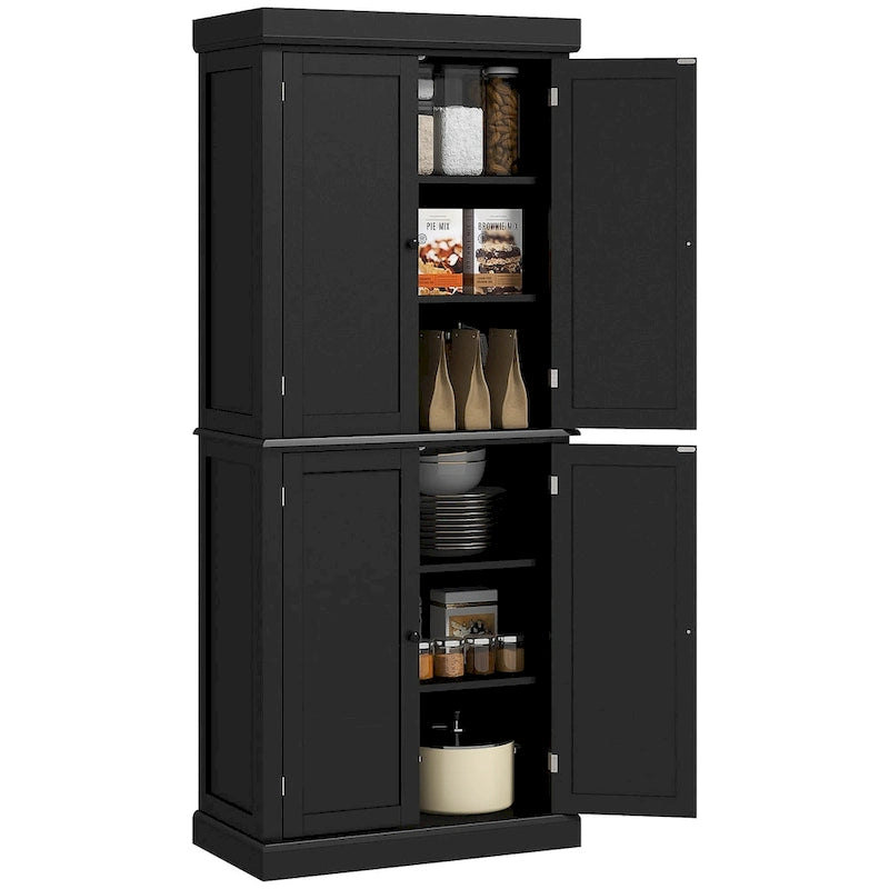 Dispensa da cucina da 72,5", mobile indipendente con 4 ante e ripiani regolabili per sala da pranzo, MDF