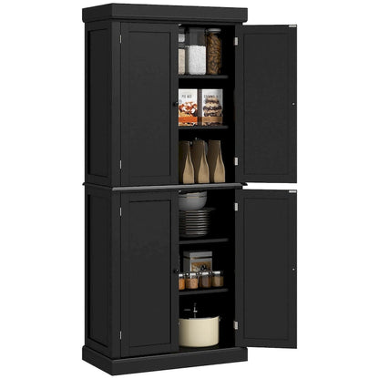 Dispensa da cucina da 72,5", mobile indipendente con 4 ante e ripiani regolabili per sala da pranzo, MDF
