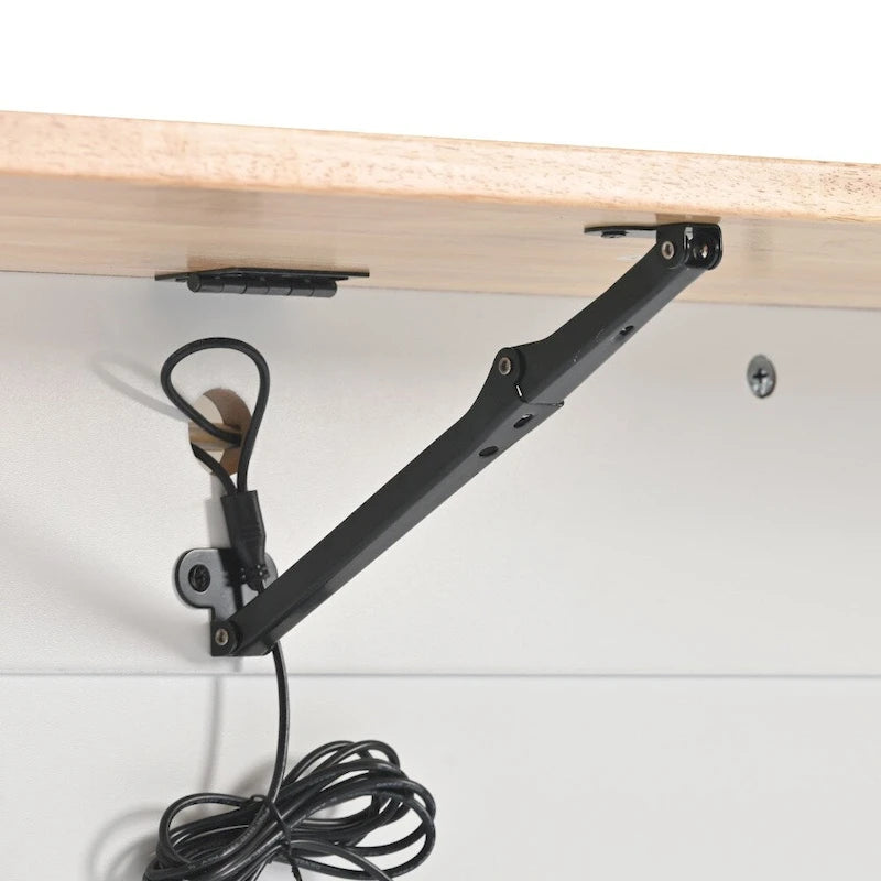 Isola per cucina in legno con LED da 44.03 pollici con ante a battente e ante scorrevoli in vetro