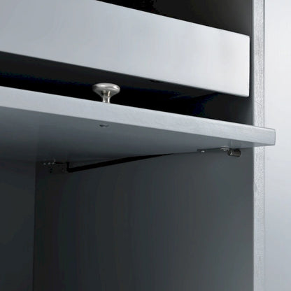 Isola per cucina in legno con LED da 44.03 pollici con ante a battente e ante scorrevoli in vetro