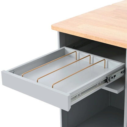 Isola per cucina in legno con LED da 44.03 pollici con ante a battente e ante scorrevoli in vetro