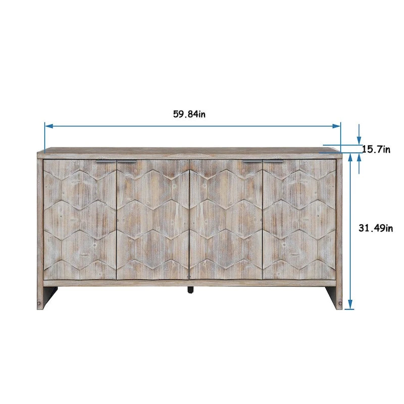 Credenza a 4 ante in legno stile rustico