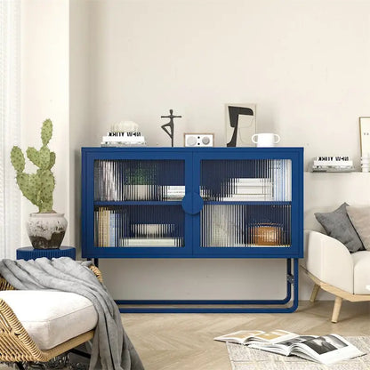 Elegante credenza con ante in vetro temperato e 2 ante in vetro scanalato