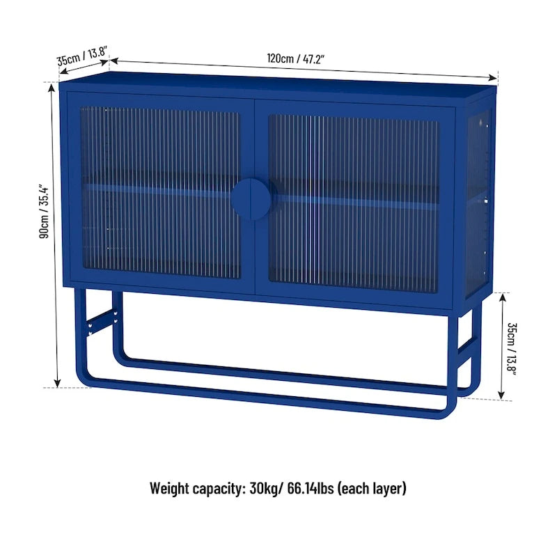 Elegante credenza con ante in vetro temperato e 2 ante in vetro scanalato