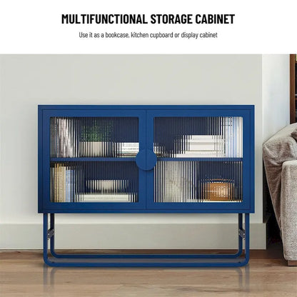 Elegante credenza con ante in vetro temperato e 2 ante in vetro scanalato