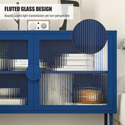 Elegante credenza con ante in vetro temperato e 2 ante in vetro scanalato