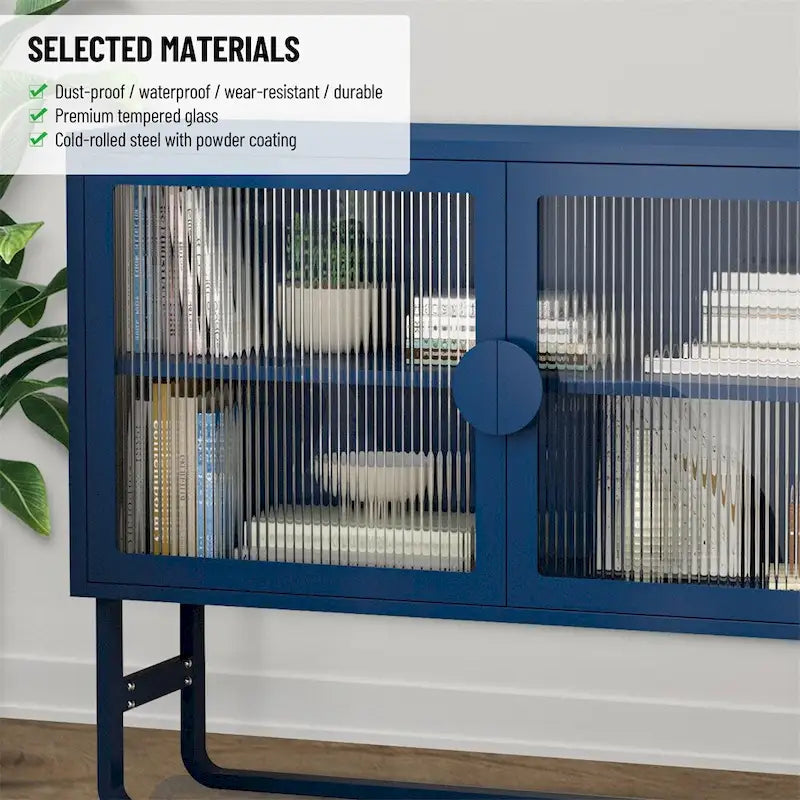 Elegante credenza con ante in vetro temperato e 2 ante in vetro scanalato