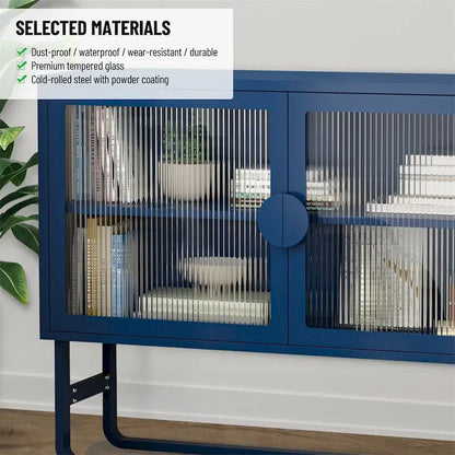 Elegante credenza con ante in vetro temperato e 2 ante in vetro scanalato