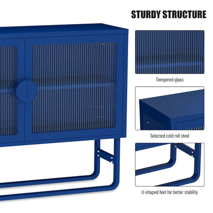Elegante credenza con ante in vetro temperato e 2 ante in vetro scanalato