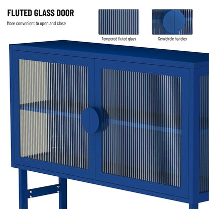 Elegante credenza con ante in vetro temperato e 2 ante in vetro scanalato