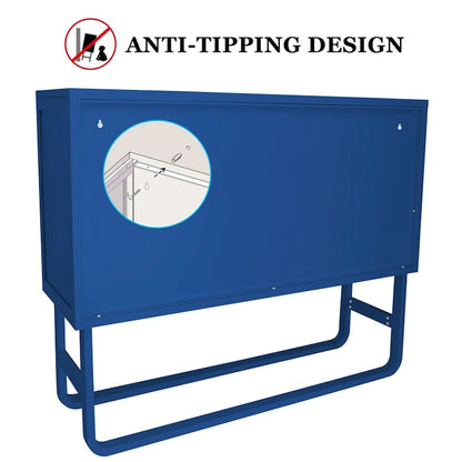 Elegante credenza con ante in vetro temperato e 2 ante in vetro scanalato