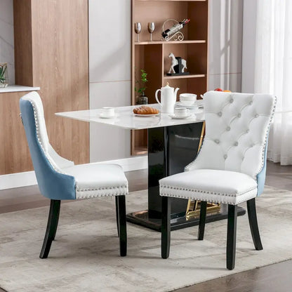 Sedia da pranzo imbottita contemporanea trapuntata di alta gamma con finiture borchiate