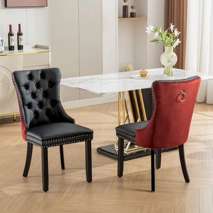 Sedia da pranzo imbottita contemporanea trapuntata di alta gamma con finiture borchiate