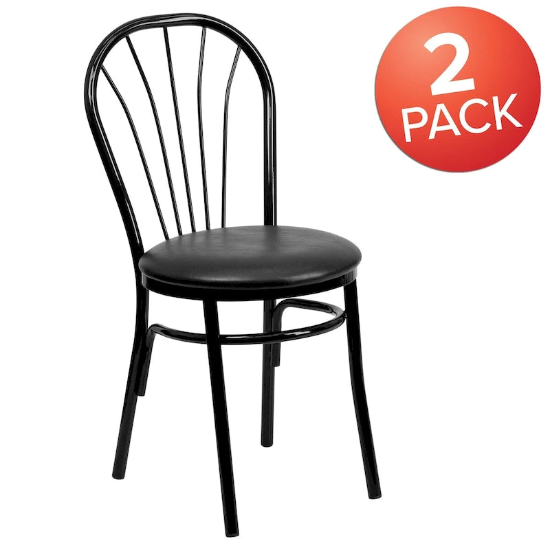 Sedia in metallo con schienale a ventaglio, confezione da 2 - Sedile in vinile - 16L x 20P x 34.5A