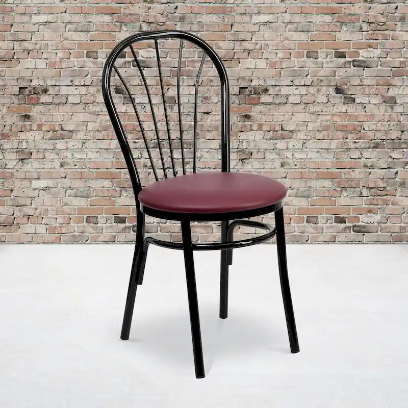 Sedia in metallo con schienale a ventaglio, confezione da 2 - Sedile in vinile - 16L x 20P x 34.5A
