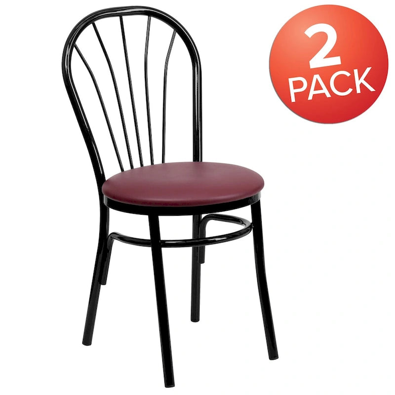 Sedia in metallo con schienale a ventaglio, confezione da 2 - Sedile in vinile - 16L x 20P x 34.5A
