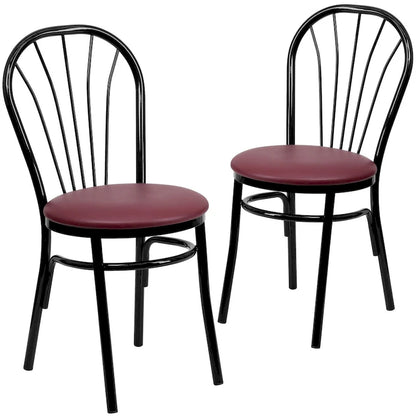 Sedia in metallo con schienale a ventaglio, confezione da 2 - Sedile in vinile - 16L x 20P x 34.5A