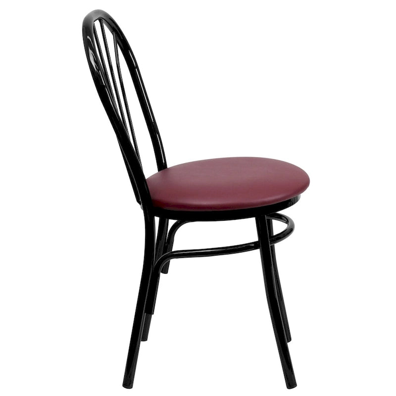 Sedia in metallo con schienale a ventaglio, confezione da 2 - Sedile in vinile - 16L x 20P x 34.5A
