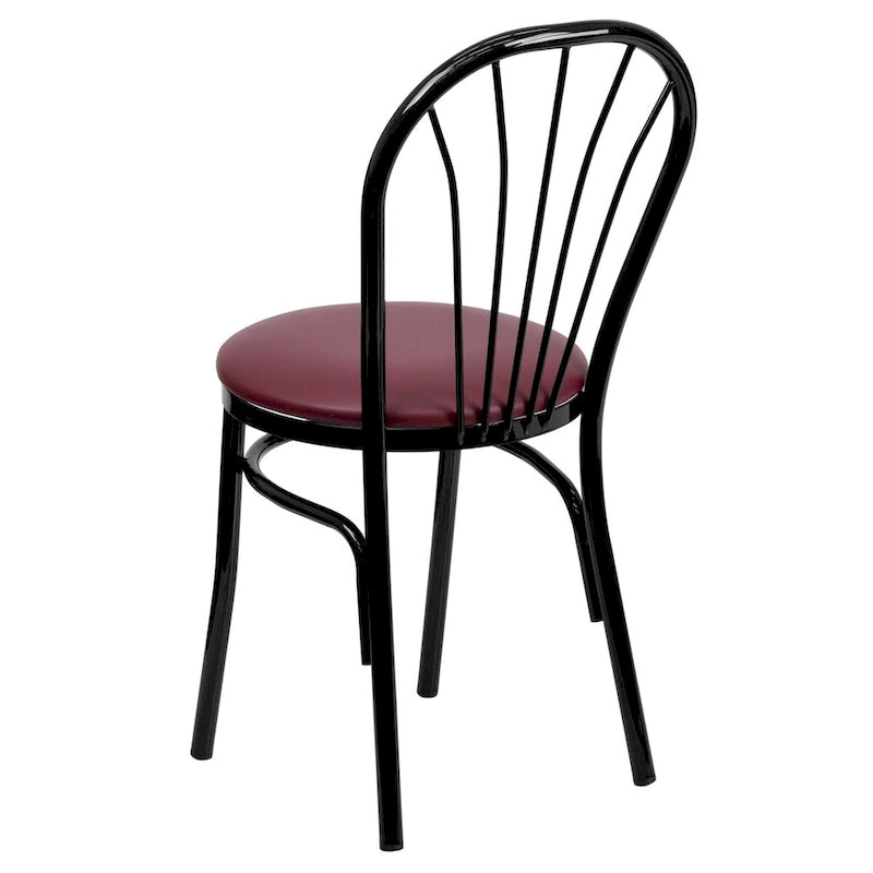 Sedia in metallo con schienale a ventaglio, confezione da 2 - Sedile in vinile - 16L x 20P x 34.5A