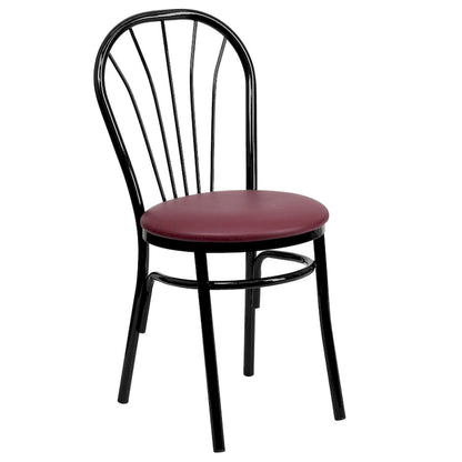 Sedia in metallo con schienale a ventaglio, confezione da 2 - Sedile in vinile - 16L x 20P x 34.5A