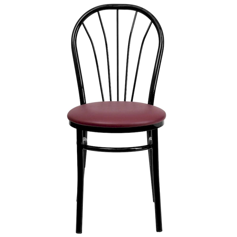 Sedia in metallo con schienale a ventaglio, confezione da 2 - Sedile in vinile - 16L x 20P x 34.5A