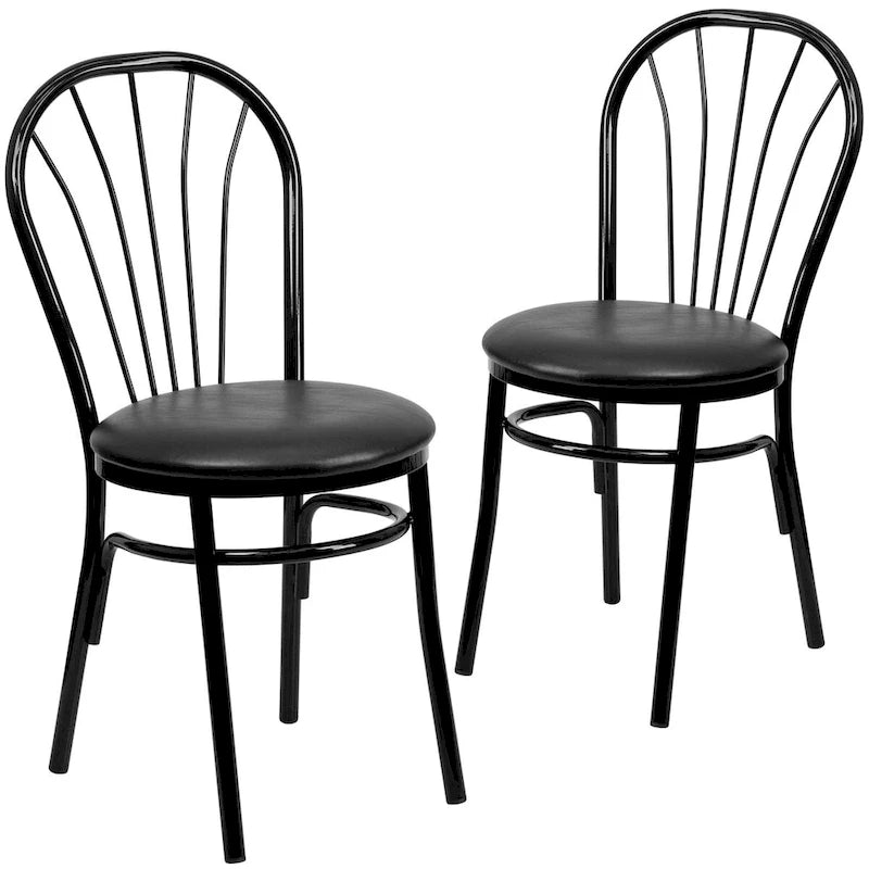 Sedia in metallo con schienale a ventaglio, confezione da 2 - Sedile in vinile - 16L x 20P x 34.5A