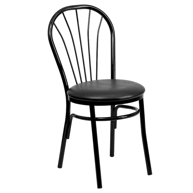 Sedia in metallo con schienale a ventaglio, confezione da 2 - Sedile in vinile - 16L x 20P x 34.5A