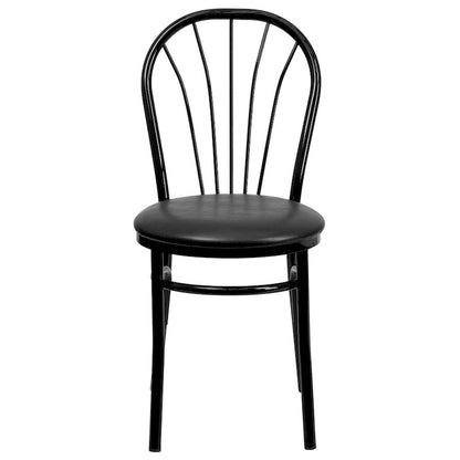 Sedia in metallo con schienale a ventaglio, confezione da 2 - Sedile in vinile - 16L x 20P x 34.5A
