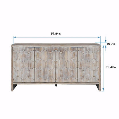 Credenza a buffet in legno a 4 ante stile rustico