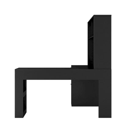 Scrivania a L con caricatore, scrivania per computer con cassetti, libreria e mobile pensile con luce a LED, scrivania angolare moderna, scrivania per ufficio domestico