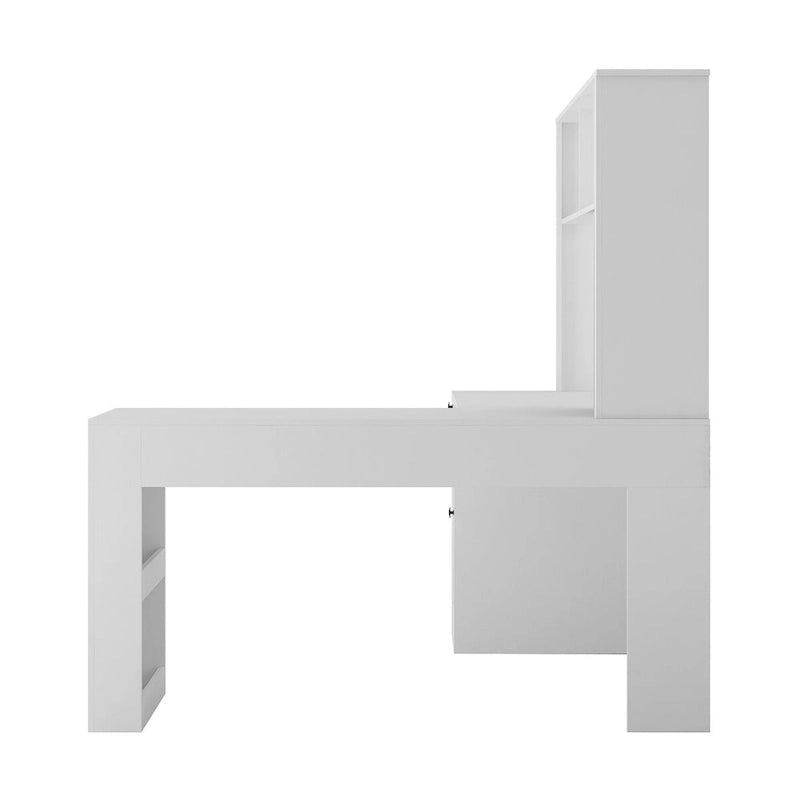 Scrivania a L con caricatore, scrivania per computer con cassetti, libreria e mobile pensile con luce a LED, scrivania angolare moderna, scrivania per ufficio domestico
