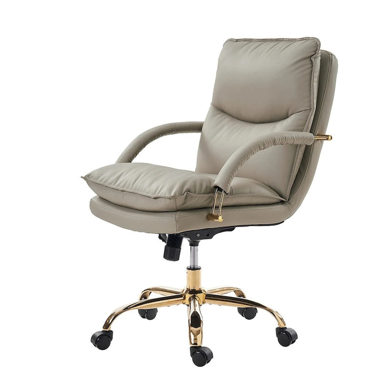 Sedia da ufficio Leona moderna in similpelle, girevole, con base a rotelle, altezza e inclinazione regolabili, di HULALA HOME