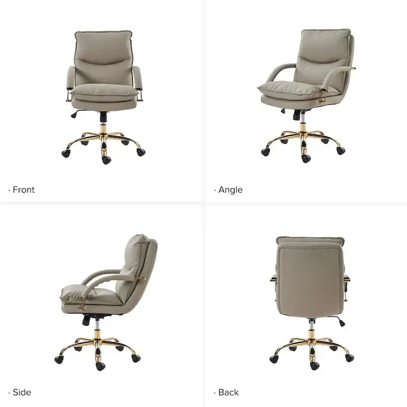 Sedia da ufficio Leona moderna in similpelle, girevole, con base a rotelle, altezza e inclinazione regolabili, di HULALA HOME