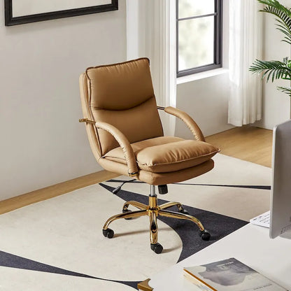 Sedia da ufficio Leona moderna in similpelle, girevole, con base a rotelle, altezza e inclinazione regolabili, di HULALA HOME