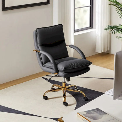 Sedia da ufficio Leona moderna in similpelle, girevole, con base a rotelle, altezza e inclinazione regolabili, di HULALA HOME