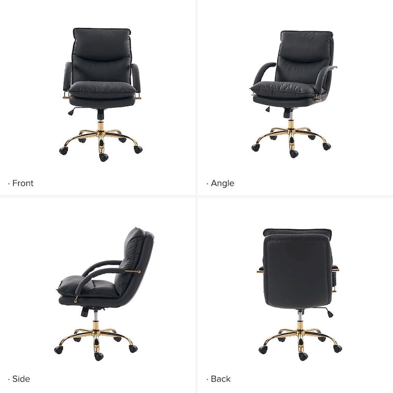Sedia da ufficio Leona moderna in similpelle, girevole, con base a rotelle, altezza e inclinazione regolabili, di HULALA HOME