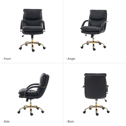 Sedia da ufficio Leona moderna in similpelle, girevole, con base a rotelle, altezza e inclinazione regolabili, di HULALA HOME