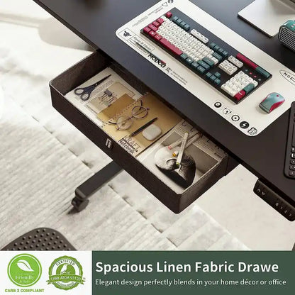 Scrivania regolabile in altezza FEZIBO con cassetto, Scrivania elettrica con altezza regolabile, Scrivania per ufficio e casa, Postazione di lavoro ergonomica
