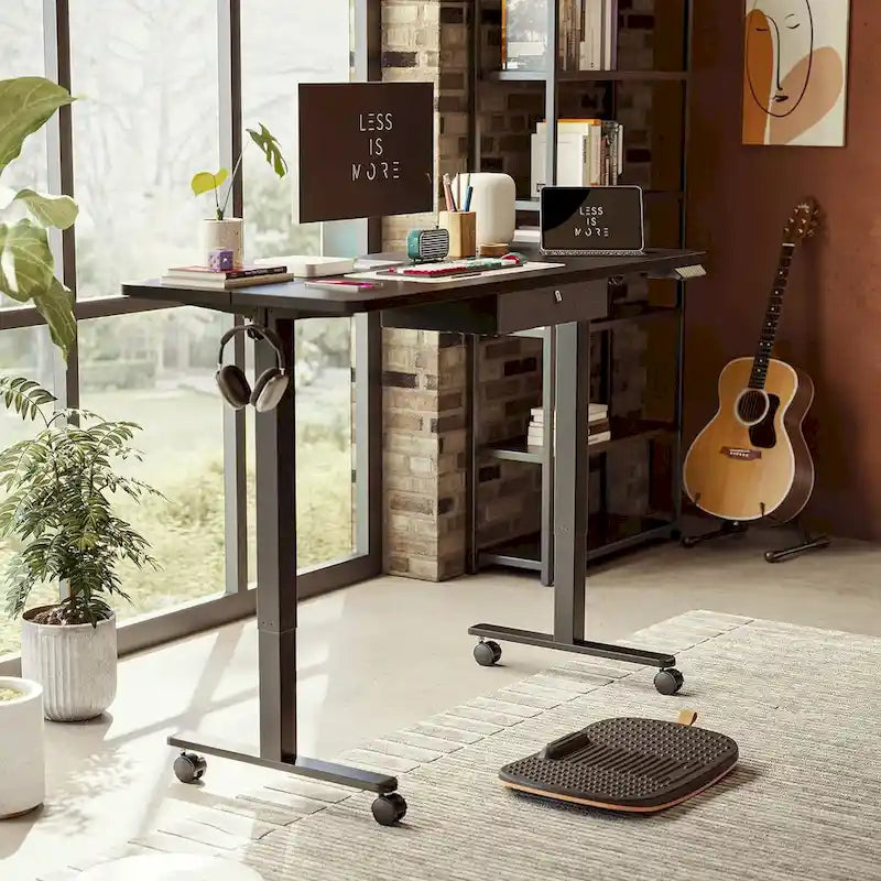 Scrivania regolabile in altezza FEZIBO con cassetto, Scrivania elettrica con altezza regolabile, Scrivania per ufficio e casa, Postazione di lavoro ergonomica