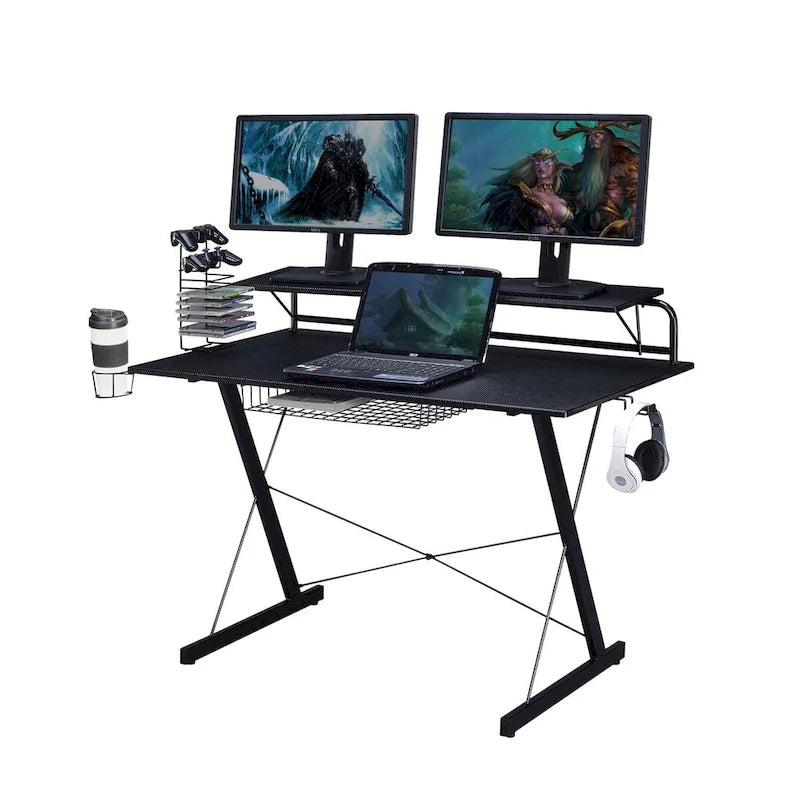 Scrivania da Gaming con Ripiani Techni Sport Carbon Computer