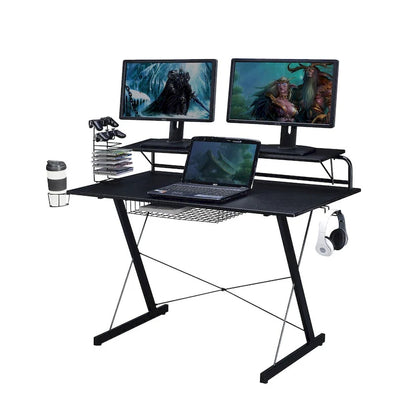 Scrivania da Gaming con Ripiani Techni Sport Carbon Computer