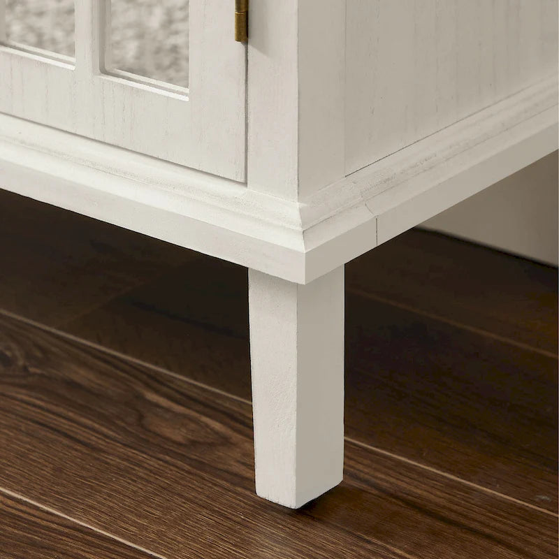 Credenza d'accento in legno con ante a specchio